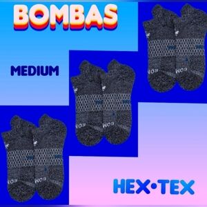 Bombas Ankle Socks 3 Pair BNWOT Unisex Hex•Tec Gray/White/Blue